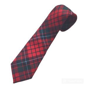 Vintage Red Plaid Christmas Tie Nicolson Lochcarron Wool Nicolson Necktie Blue